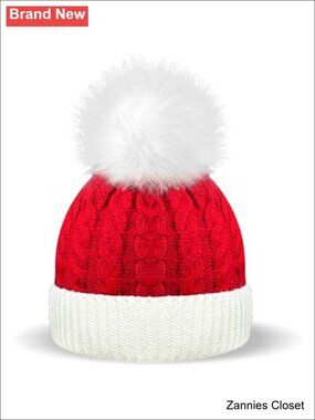 🎄 BleSky Christmas Knitted Hat for Baby Winter Warm Beanie with Pom Pom for